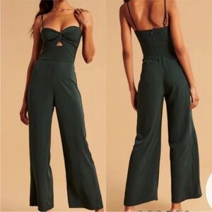 Abercrombie & Fitch Green Jumpsuit with Sweetheart Neckline